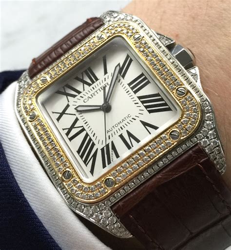 cartier santos 100 xl iced out